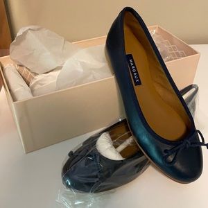 Margaux Demi Navy Leather Ballet Flats